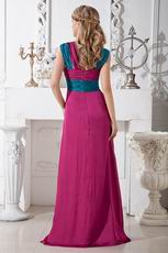 Straps Square Plum Chiffon Floor Length Evening Dress