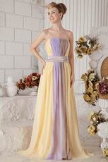 New Style Strapless Colorful Contrast Color Chiffon Prom Dress