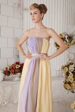 New Style Strapless Colorful Contrast Color Chiffon Prom Dress
