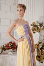 New Style Strapless Colorful Contrast Color Chiffon Prom Dress