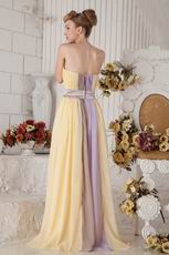 New Style Strapless Colorful Contrast Color Chiffon Prom Dress