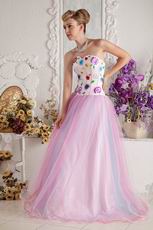 Unique Sweetheart ink Net Long Prom Dress With Appliques