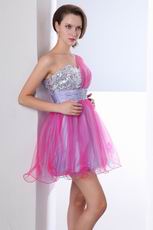 Lovely One Shoulder Hot Pink Sweet 16 Dress Discount