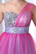 Lovely One Shoulder Hot Pink Sweet 16 Dress Discount