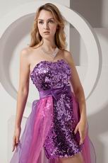 Ablaze High-Low Purple Sequin Pink Business Cocktails Dress