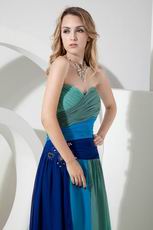 Colorful Chiffon Contrast Color Sweetheart Prom Evening Dress