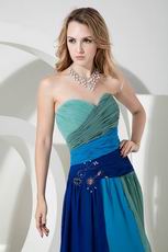 Colorful Chiffon Contrast Color Sweetheart Prom Evening Dress