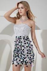 Strapless Sequin Fabric Sweet 16 Dress In Knee Length