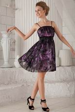 Printed Fabric Prom Dress With Short Spaghetti Straps Skirt