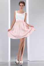 Terse Square White And Pink High School Graduation Dress