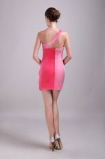 Contrast Pink Commerce Cocktails Dress Single Shouler