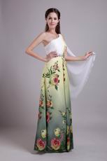 One Shoulder Floor-length Printed Different Prom Dress Exquisite