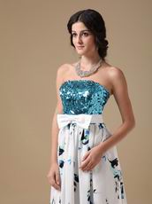 Sequin Bodice Designer Pretty Prom Dress By Printed Fabric