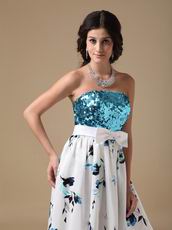 Sequin Bodice Designer Pretty Prom Dress By Printed Fabric