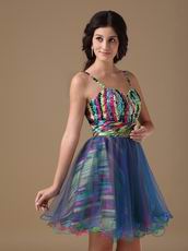 Contrast Color Sweet 16 Party Dress With Straps Skirt