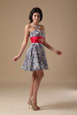 Sweetheart Zebra Sweet Sixteen Dress With Red Sash