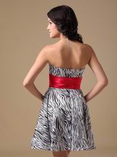 Sweetheart Zebra Sweet Sixteen Dress With Red Sash