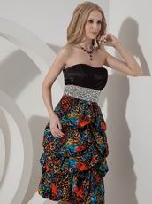 Short Leopard Printed Mother Of The Bride Dress With Beading