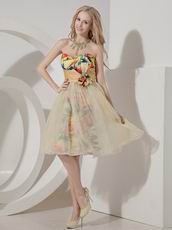 Colorful Sweetheart Bowknot Printed Fabric Little Prom Dress