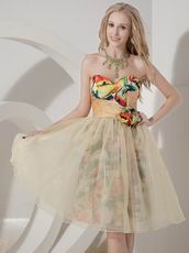 Colorful Sweetheart Bowknot Printed Fabric Little Prom Dress