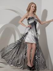 Printed Black And White Zebra Fabric Prom Dress With High Split