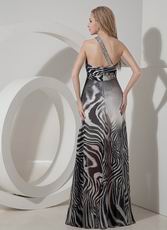 Printed Black And White Zebra Fabric Prom Dress With High Split