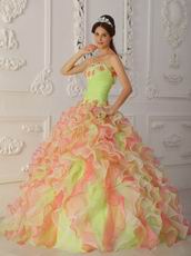 Organza Multi-Color Quinceanera Dress With Ruffles Skirt