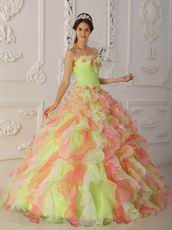 Organza Multi-Color Quinceanera Dress With Ruffles Skirt