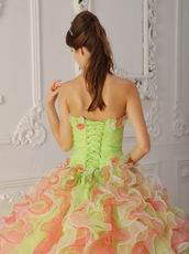 Organza Multi-Color Quinceanera Dress With Ruffles Skirt