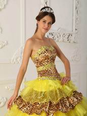 Leopard Print Layers Skirt Yellow Quince Gown Boutiques