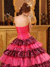 Rose Pink Beautiful Quinceanera Dress With Zabra Layers Skirt