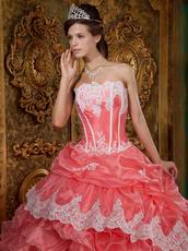 Waltermelon Ruffles Skirt Quinceanera Dress With Applique