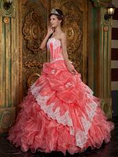 Waltermelon Ruffles Skirt Quinceanera Dress With Applique