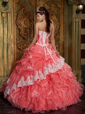 Waltermelon Ruffles Skirt Quinceanera Dress With Applique