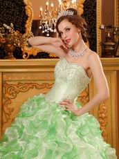 Discount Dama Quinceanera Dress With Ruffled Apple Green Skirt