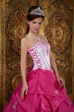 Fuchsia And White Quinceanera Dress With Embroidery Details