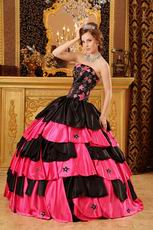 Black And Pink Layers Skirt Quinceanera Dress With Stars