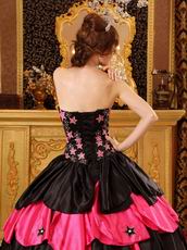 Black And Pink Layers Skirt Quinceanera Dress With Stars