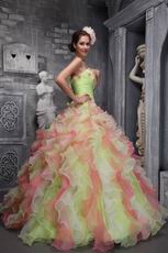 Strapless Multi-color Ruffled Skirt Quinceanera Dress Lovely