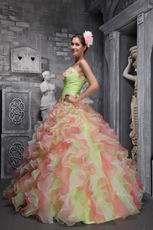 Strapless Multi-color Ruffled Skirt Quinceanera Dress Lovely