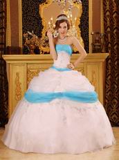 Perfect White Embroidery Details Quinceanera Dress With Aqua