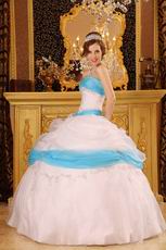 Perfect White Embroidery Details Quinceanera Dress With Aqua