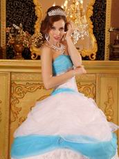 Perfect White Embroidery Details Quinceanera Dress With Aqua