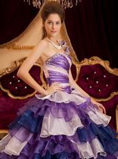 Purple One Shoulder Quinceanera Dress With Layers Ruffles Skirt