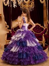 Purple One Shoulder Quinceanera Dress With Layers Ruffles Skirt