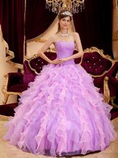 Pretty Lilac And Pink Ruffle Skirt Girls Quince Party Ball Gown