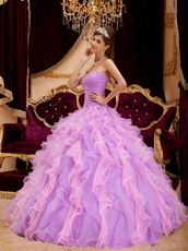 Pretty Lilac And Pink Ruffle Skirt Girls Quince Party Ball Gown