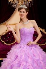 Pretty Lilac And Pink Ruffle Skirt Girls Quince Party Ball Gown