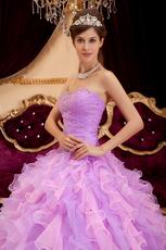 Pretty Lilac And Pink Ruffle Skirt Girls Quince Party Ball Gown