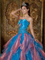 Orange Pink and Azure Ombre Puffy Skirt Quince Gowns 2014